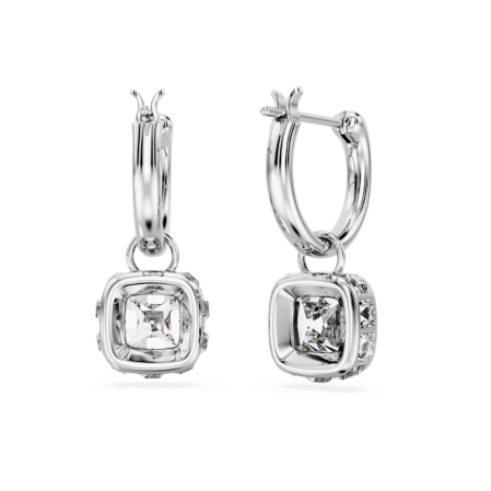 Resim Stilla damla küpeler, Kare kesim, Beyaz, Rodyum kaplama