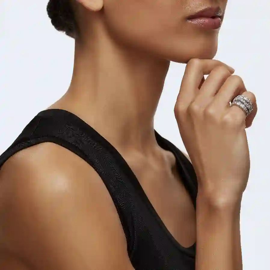 Resim Twist Wrap Yüzük, Karışık kesimler, Beyaz, Rodyum kaplama