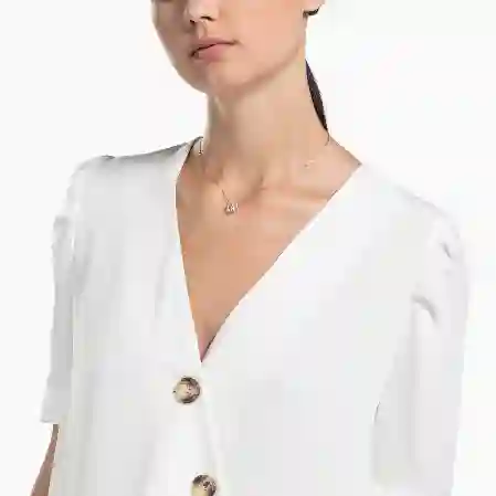 Resim Swarovski Sparkling Dance Kolye, Yuvarlak kesim, Beyaz, Pembe altın rengi kaplama