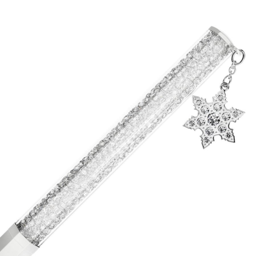 Resim Crystalline Tükenmez Kalem, Sekizgen şekil, Kar tanesi, Beyaz, Beyaz lakeli