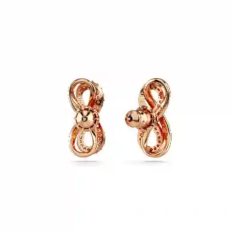 Resim Hyperbola düğme Küpeler, Infinity, Beyaz, Pembe altın rengi kaplama