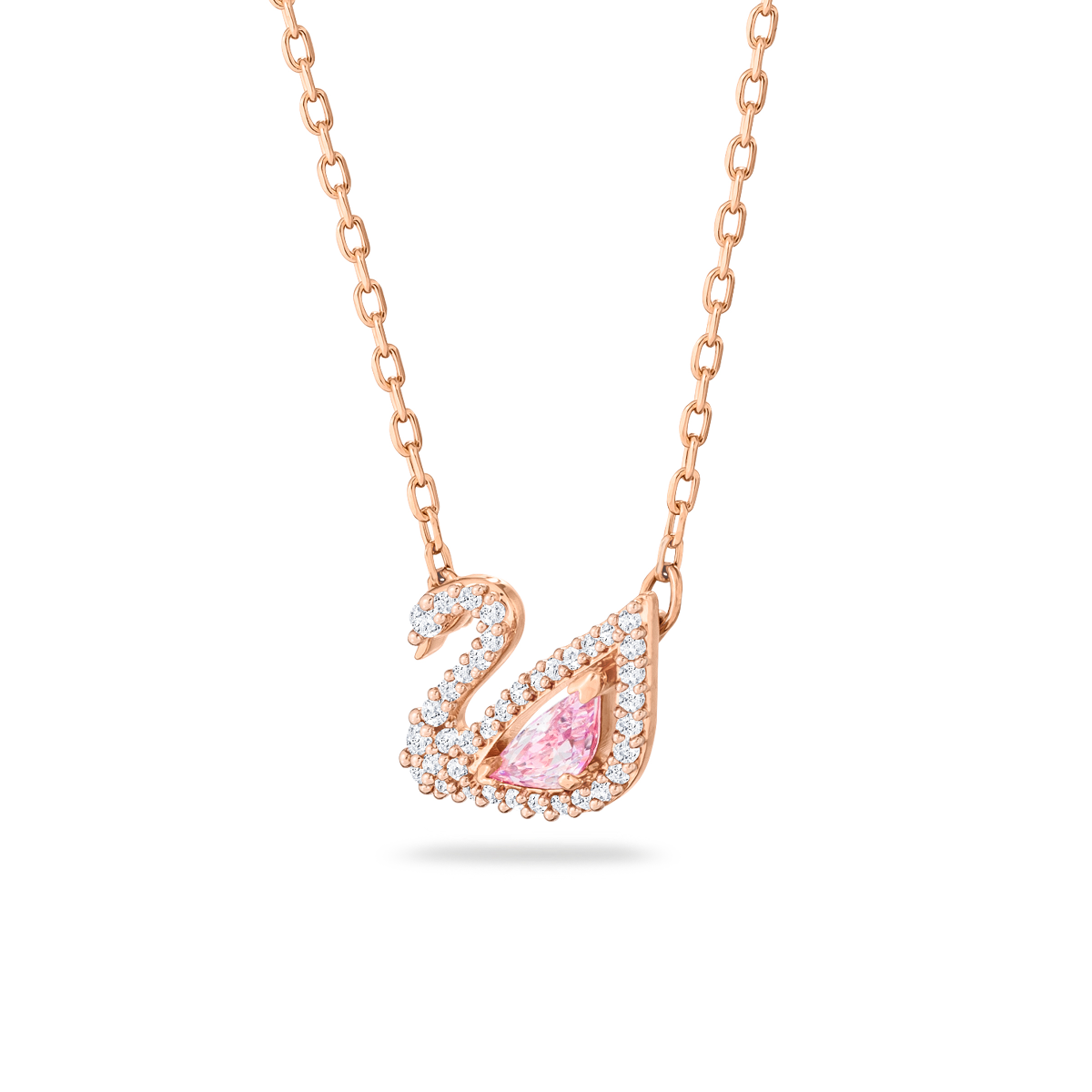 Resim Dazzling Swan Kolye, Kuğu, Pembe, Pembe altın rengi kaplama