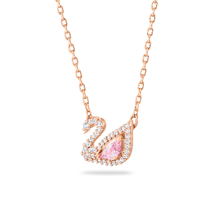Resim Dazzling Swan Kolye, Kuğu, Pembe, Pembe altın rengi kaplama