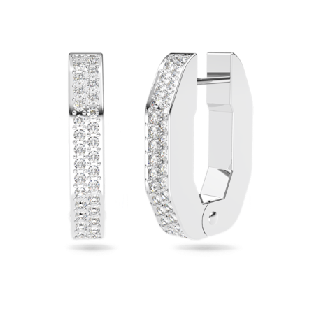 Resim Dextera halka küpeler, Sekizgen şekil, Küçük, Beyaz, Rodyum kaplama