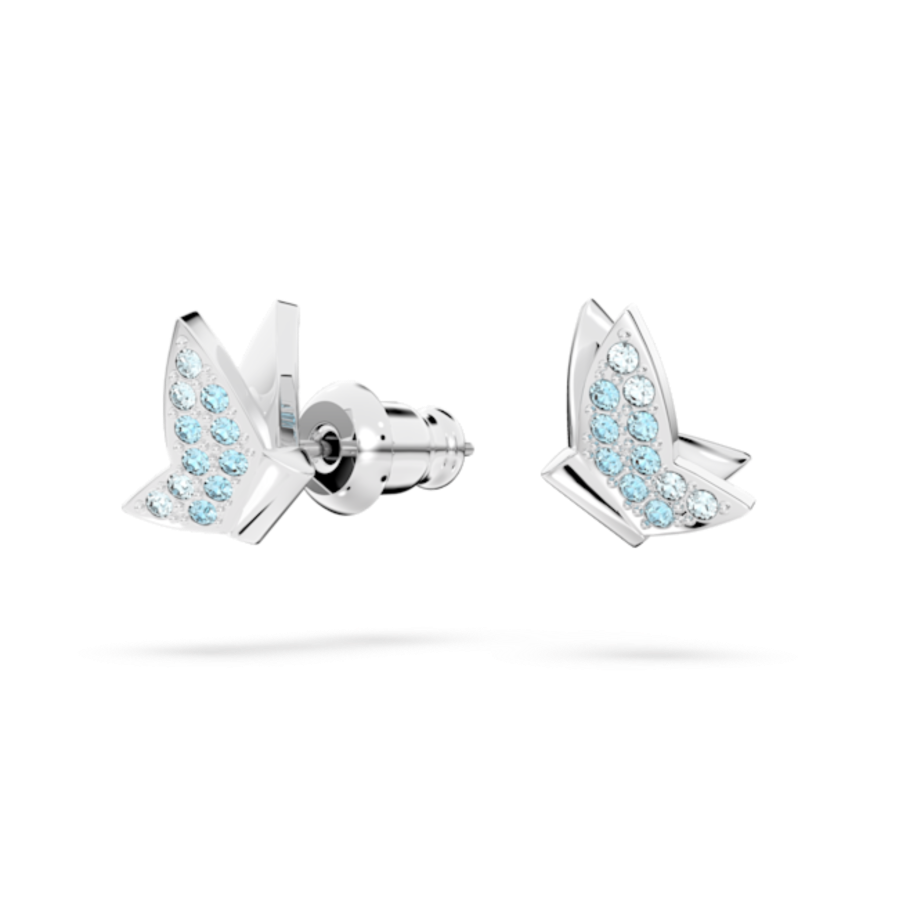 Resim Idyllia Lilia düğme Küpeler, Kelebek, Mavi, Rodyum kaplama