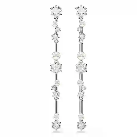 Resim Constella damla küpeler, Kristal inci, Yuvarlak kesimler, Beyaz, Rodyum kaplama