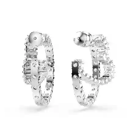 Resim Matrix halka küpeler, Karışık kesimler, Kalp, Beyaz, Rodyum kaplama