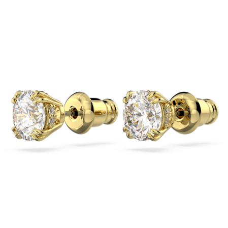 Resim Constella düğme Küpeler, Yuvarlak kesim, Beyaz, Altın rengi kaplama