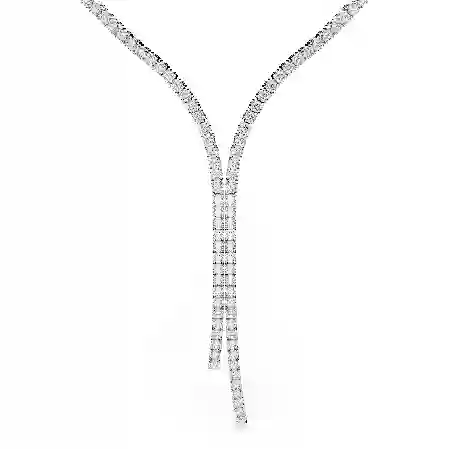 Resim Matrix Y-Kolye, Yuvarlak kesim, Beyaz, Rodyum kaplama