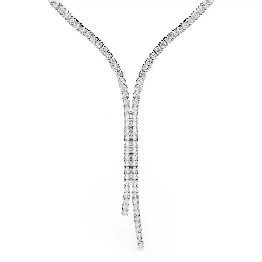 Resim Matrix Y-Kolye, Yuvarlak kesim, Beyaz, Rodyum kaplama