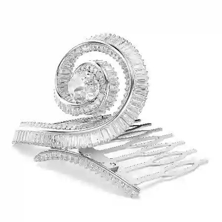 Resim Ariana Grande x Swarovski Saç Tokası, Kristal inci, Baget kesim, Beyaz, Rodyum kaplama