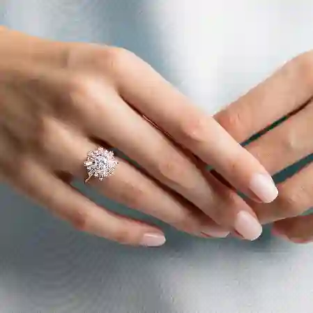 Resim Idyllia Yüzük, Karışık kesimler, Güneş, Beyaz, Pembe altın rengi kaplama