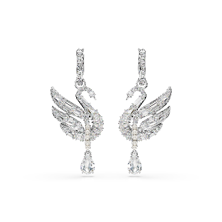 Resim Swan Vienna Küpeler, Kuğu, Beyaz, Rodyum kaplama