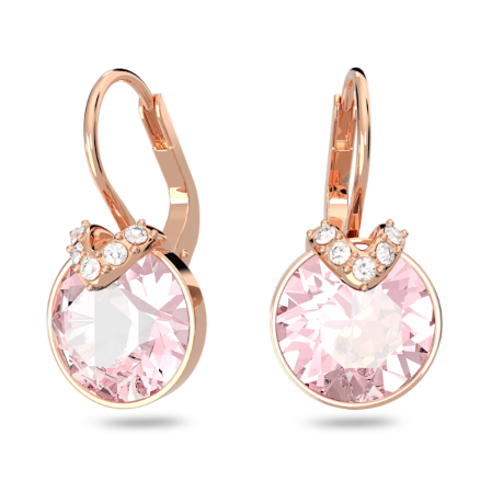 Resim Bella V damla küpeler, Yuvarlak kesim, Pembe, Pembe altın rengi kaplama