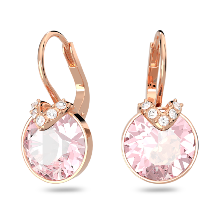 Resim Bella V damla küpeler, Yuvarlak kesim, Pembe, Pembe altın rengi kaplama