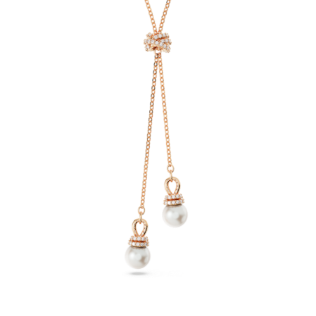 Resim Originally Y Kolye, Kristal inci, Beyaz, Pembe altın rengi kaplama