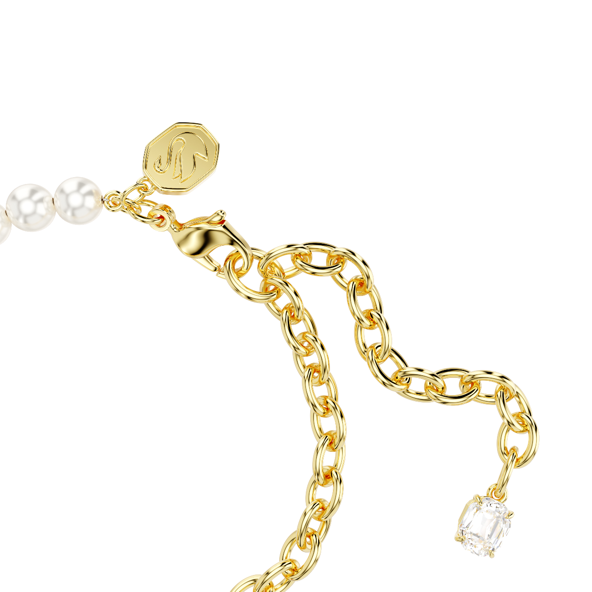 Resim Swarovski Iconic Swan Bileklik, Kristal inci, Kuğu, Kırmızı, Altın rengi kaplama