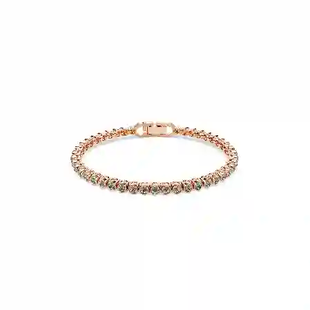 Resim Imber Emily Tennis bileklik, Yuvarlak kesim, Siyah, Pembe altın rengi kaplama