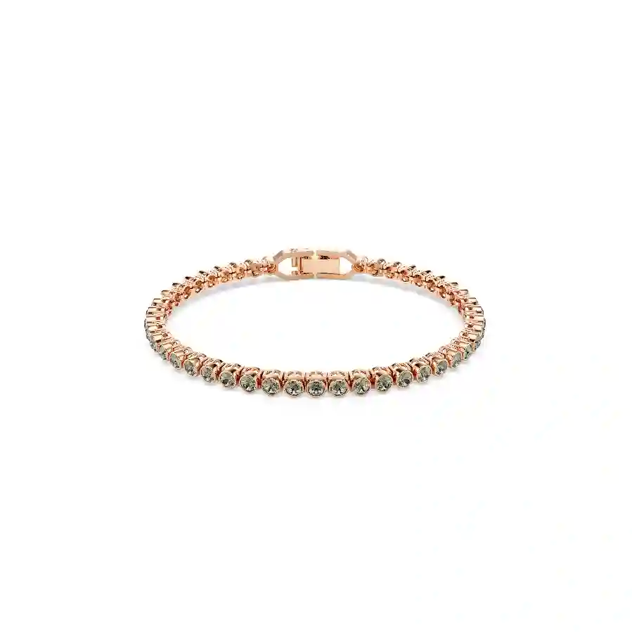 Resim Imber Emily Tennis bileklik, Yuvarlak kesim, Siyah, Pembe altın rengi kaplama