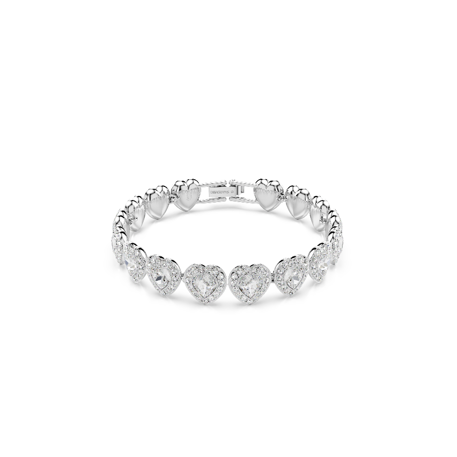 Resim Ariana Grande x Swarovski Tennis bileklik, Karışık kesimler, Kalp, Beyaz, Rodyum kaplama