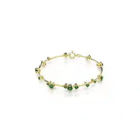 Resim Constella Bileklik, Karışık yuvarlak kesimler, Yeşil, Altın rengi kaplama