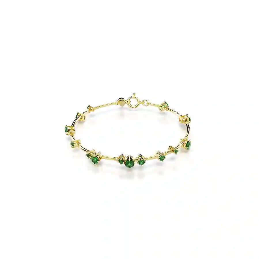 Resim Constella Bileklik, Karışık yuvarlak kesimler, Yeşil, Altın rengi kaplama