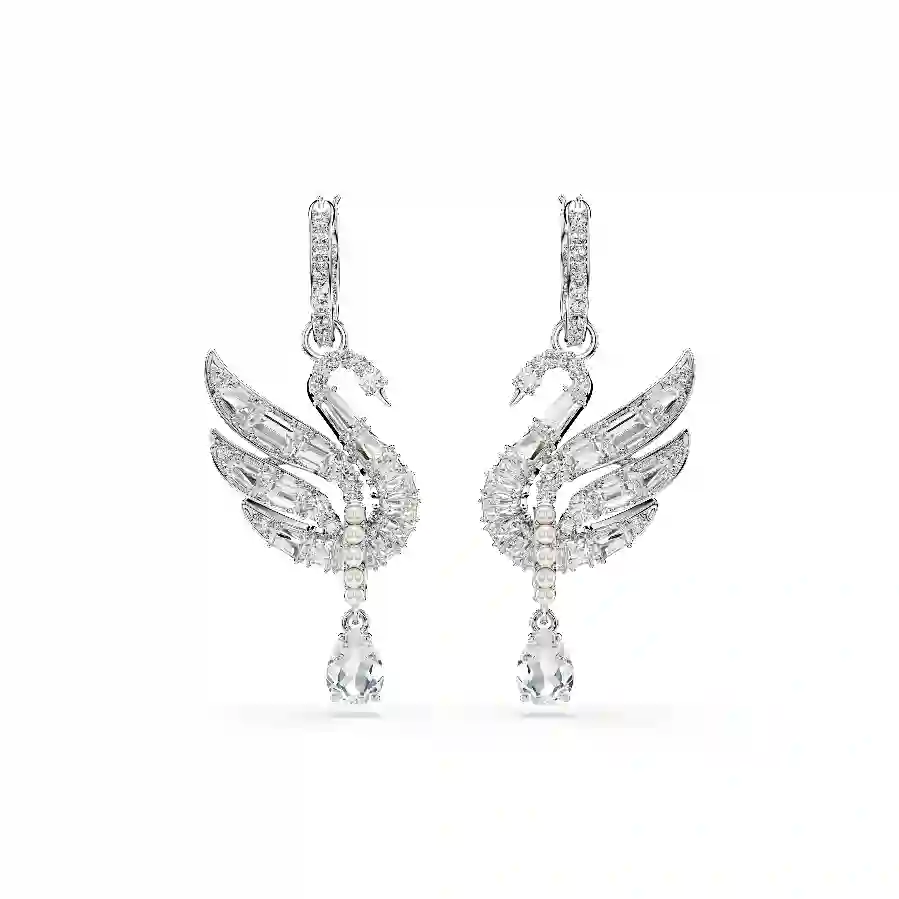 Resim Swan Vienna Küpeler, Kuğu, Beyaz, Rodyum kaplama