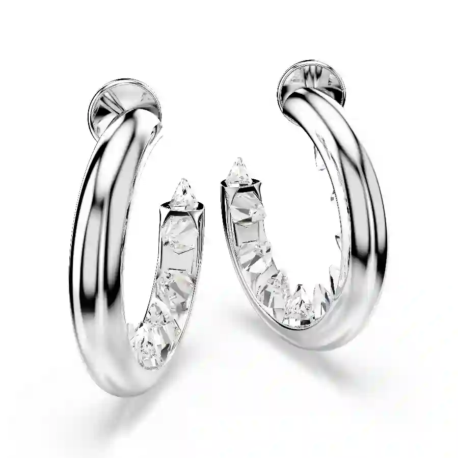 Resim Sublima halka küpeler, Beyaz, Rodyum kaplama