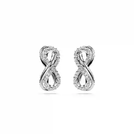 Resim Hyperbola düğme Küpeler, Infinity, Beyaz, Rodyum kaplama