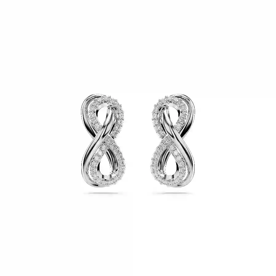 Resim Hyperbola düğme Küpeler, Infinity, Beyaz, Rodyum kaplama