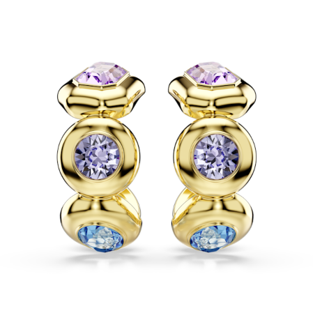 Resim Gema halka küpeler, Karışık kesimler, Çok renkli, Altın rengi kaplama