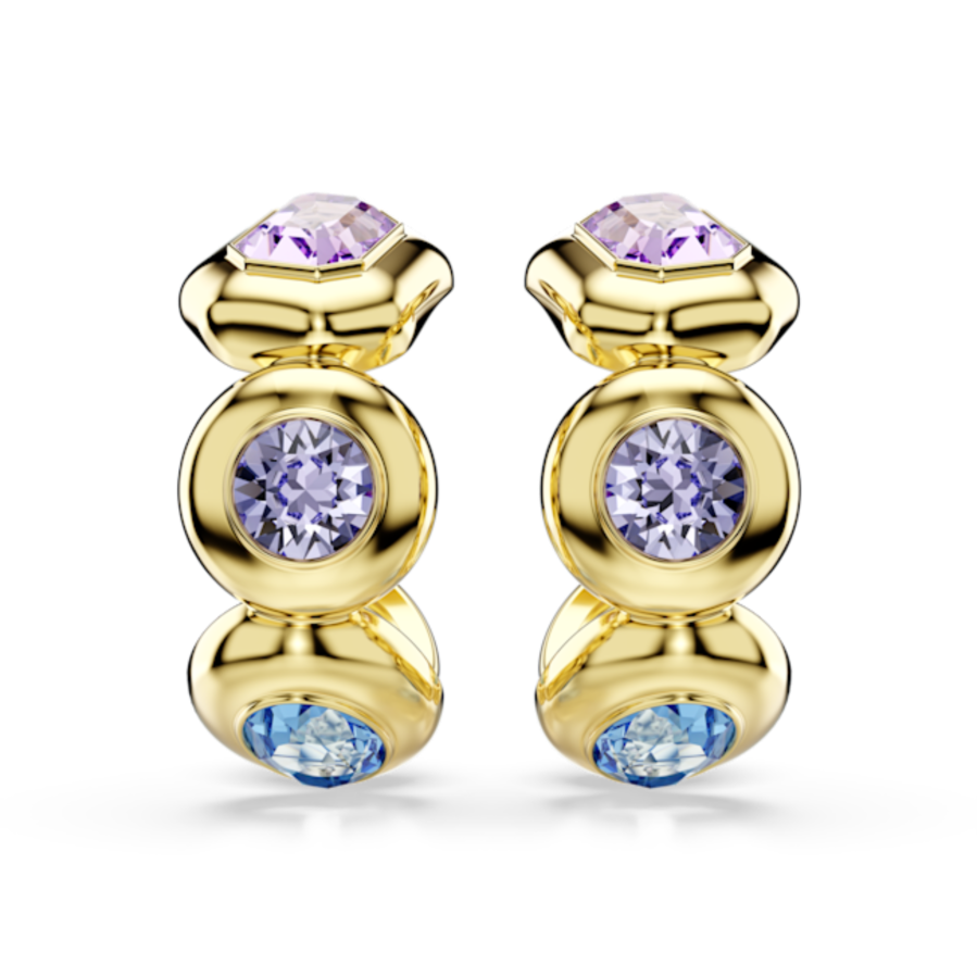 Resim Gema halka küpeler, Karışık kesimler, Çok renkli, Altın rengi kaplama