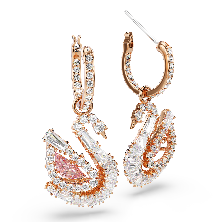 Resim Swan damla küpeler, Pavé, Kuğu, Pembe