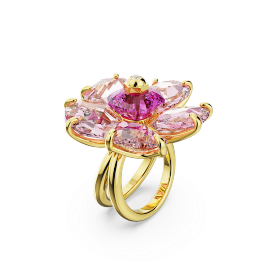 Resim Idyllia Kokteyl Yüzüğü, Çiçek, Pembe, Altın rengi kaplama