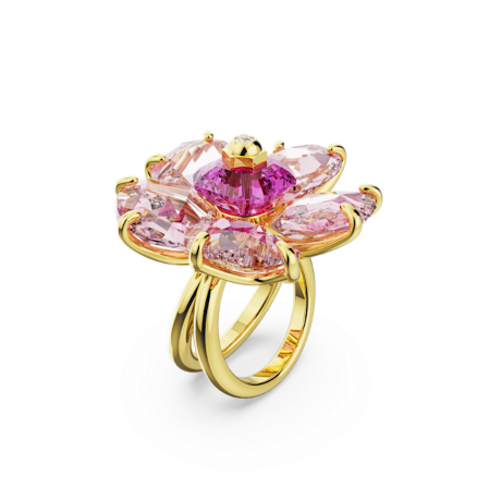 Resim Idyllia Kokteyl Yüzüğü, Çiçek, Pembe, Altın rengi kaplama