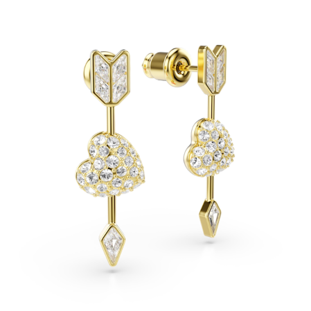 Resim Idyllia damla küpeler, Karışık kesimler, Oklu kalp, Beyaz, Altın rengi kaplama