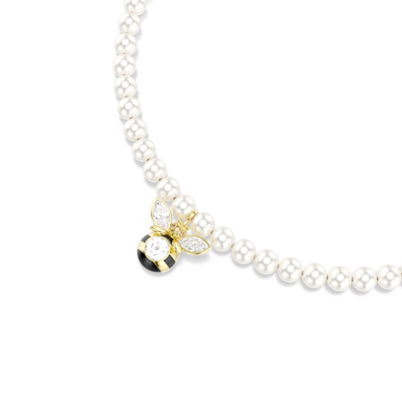 Resim Idyllia Gerdanlık, Kristal inci, Karışık kesimler, Arı, Beyaz, Altın rengi kaplama