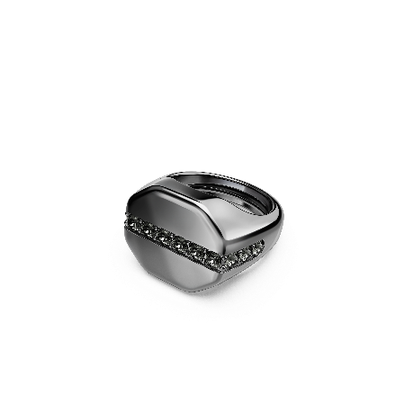 Resim Dextera Octagon Yüzük, Sekizgen şekil, Yuvarlak kesim, Siyah, Rutenyum kaplama