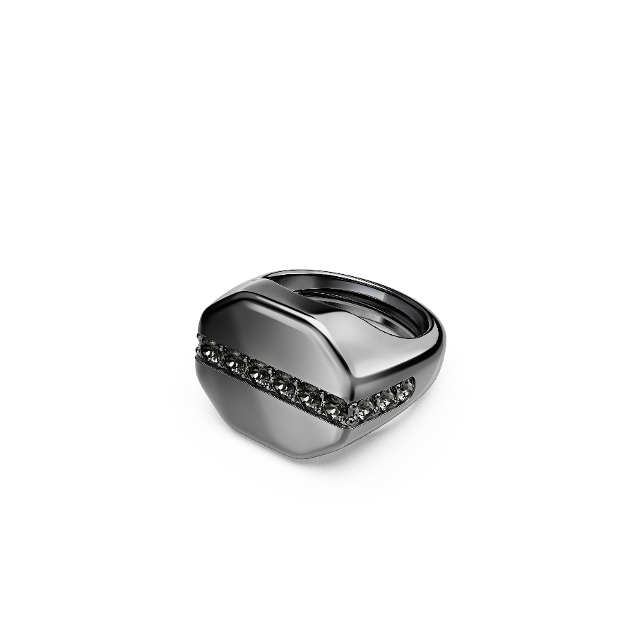 Resim Dextera Octagon Yüzük, Sekizgen şekil, Yuvarlak kesim, Siyah, Rutenyum kaplama