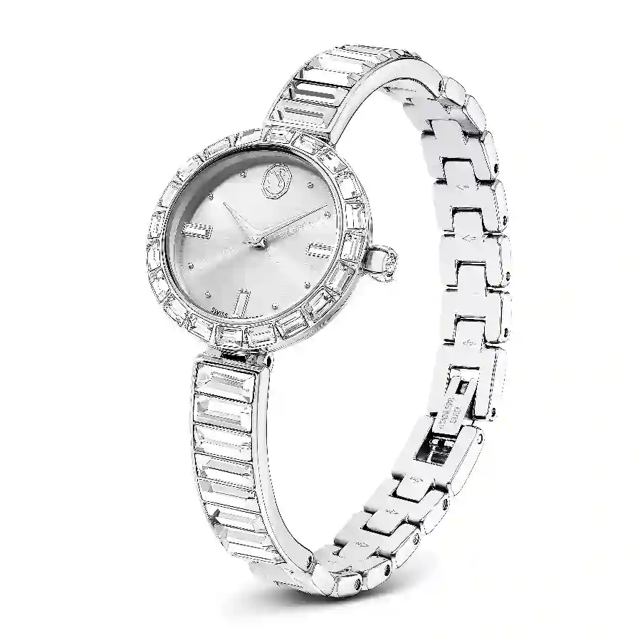 Resim Matrix Bangle Saat, İsviçre Üretimi, Kristal bileklik, Beyaz, Paslanmaz çelik