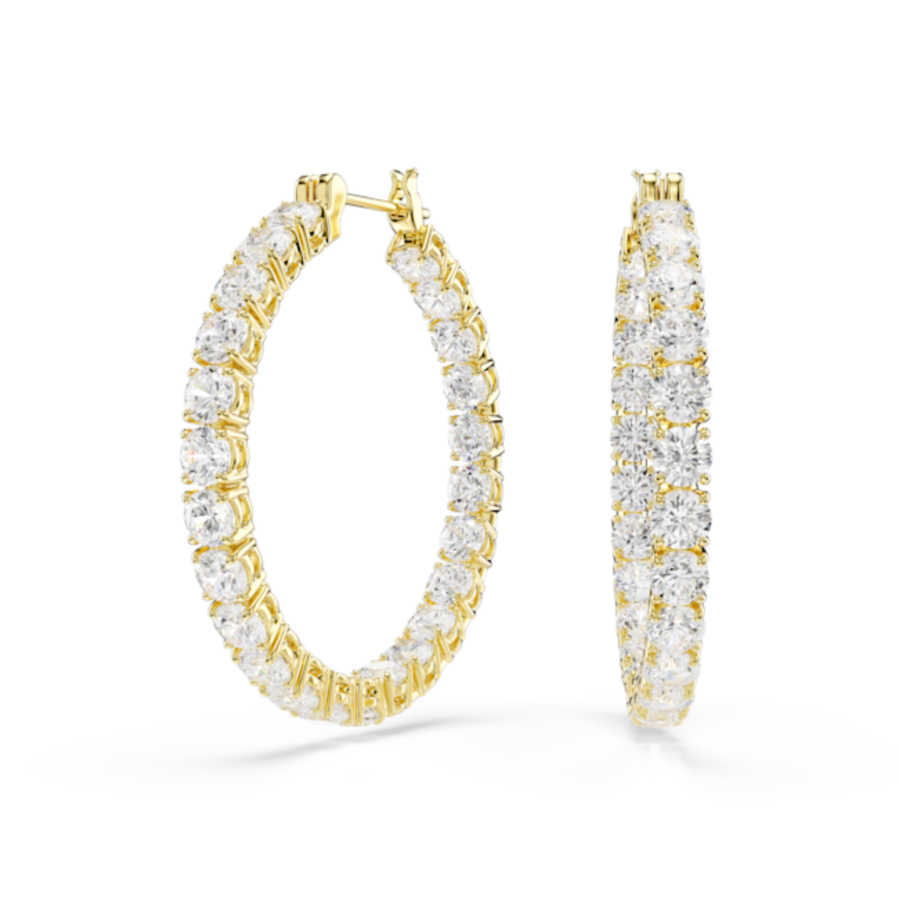 Resim Matrix halka küpeler, Yuvarlak kesim, Beyaz, Altın rengi kaplama