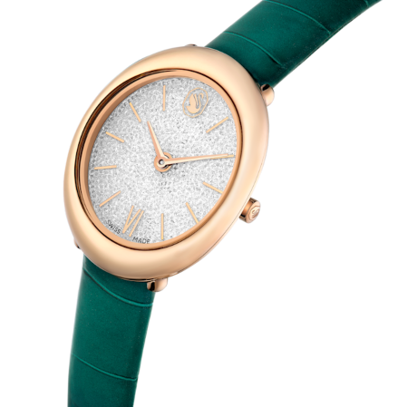Resim Imber Saat, İsviçre Üretimi, Deri kayış, Yeşil, Pembe altın rengi yüzey