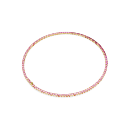 Resim Matrix Tennis kolye, Yuvarlak kesim, Pembe, Altın rengi kaplama