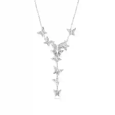 Resim Idyllia Lilia Y-Kolye, Kelebek, Beyaz, Rodyum kaplama