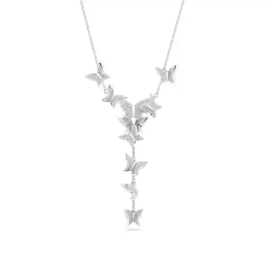 Resim Idyllia Lilia Y-Kolye, Kelebek, Beyaz, Rodyum kaplama