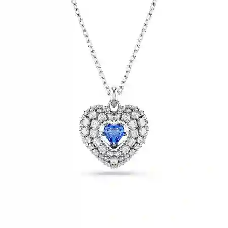 Resim Hyperbola Kolye, Kalp, Mavi, Rodyum kaplama