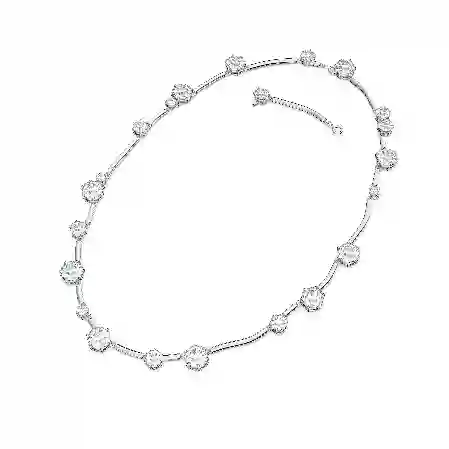 Resim Constella Kolye, Karışık yuvarlak kesimler, Beyaz, Rodyum kaplama