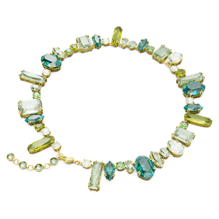 Resim Gema Kolye, Karışık kesimler, Yeşil, Altın rengi kaplama