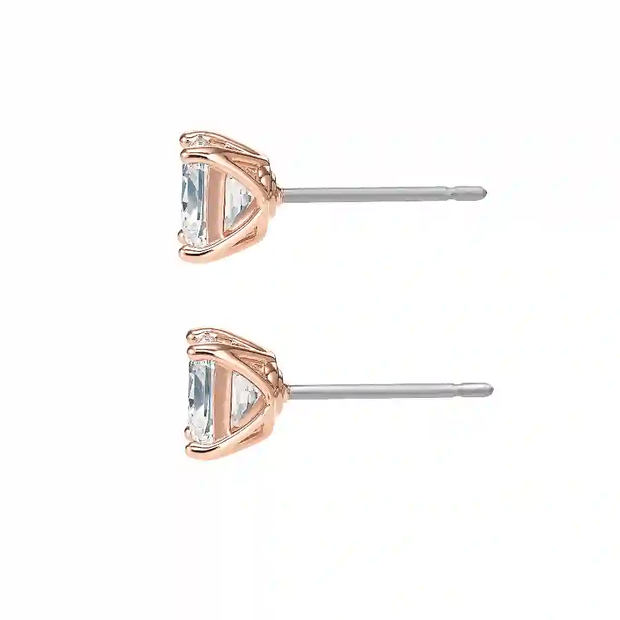 Resim Stilla Attract düğme Küpeler, Kare kesim, Küçük, Beyaz, Pembe altın rengi kaplama