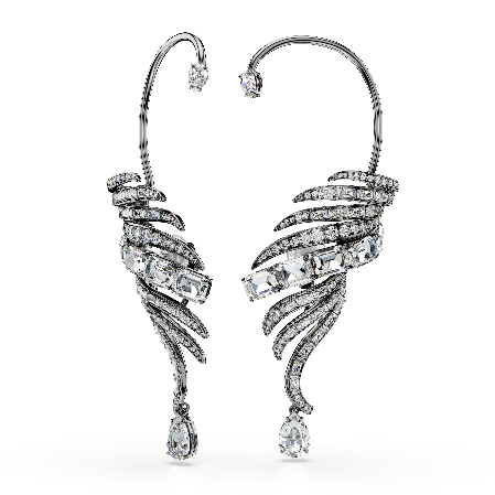 Resim The Vienna Collection kelepçe küpe, Tüy, Beyaz, Rutenyum kaplama